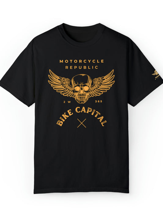 T-Shirt Motorrad Kurzarm schwarz- Bike Capital