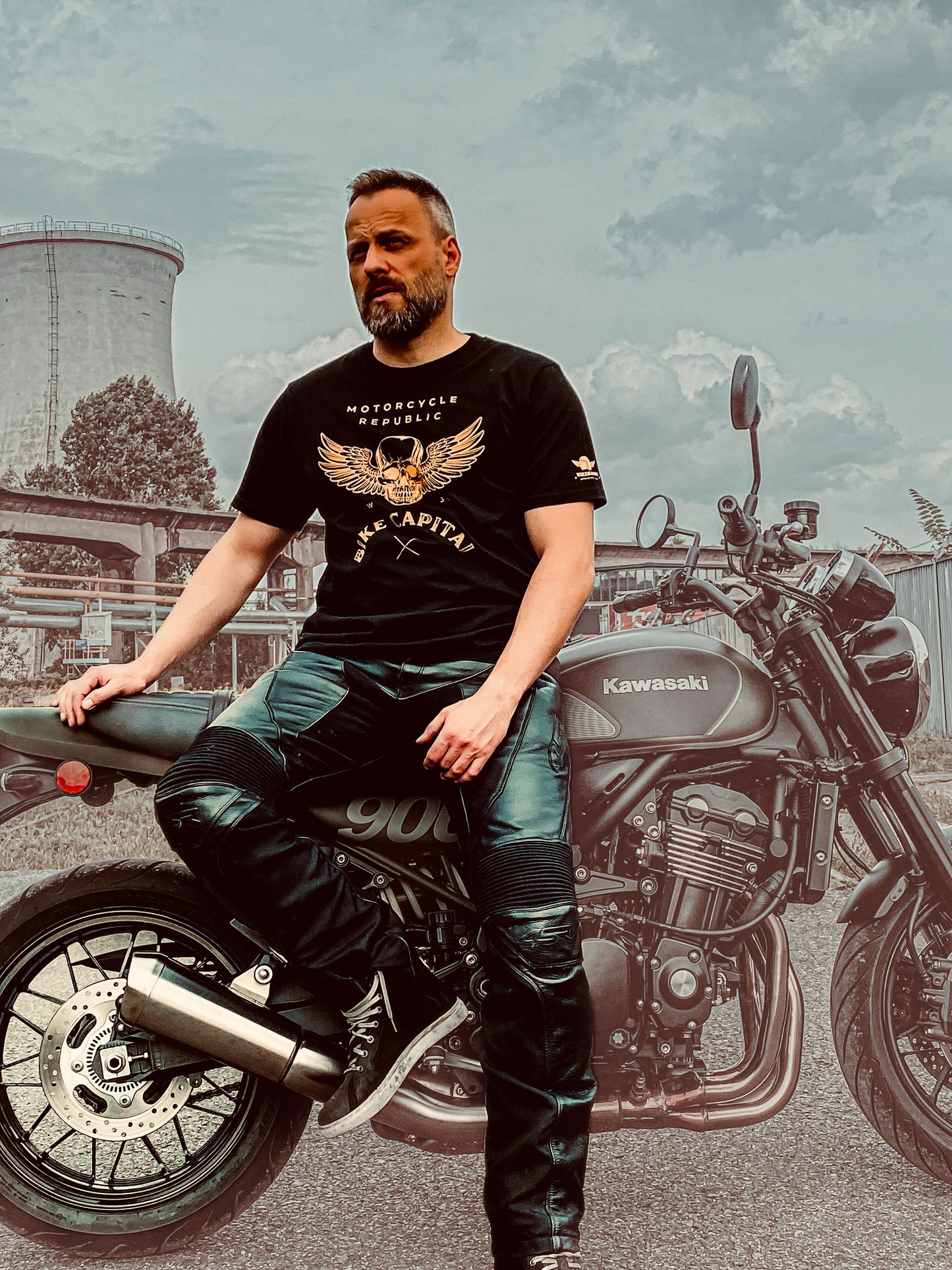 T-shirt moto manica corta nera - Bike Capital