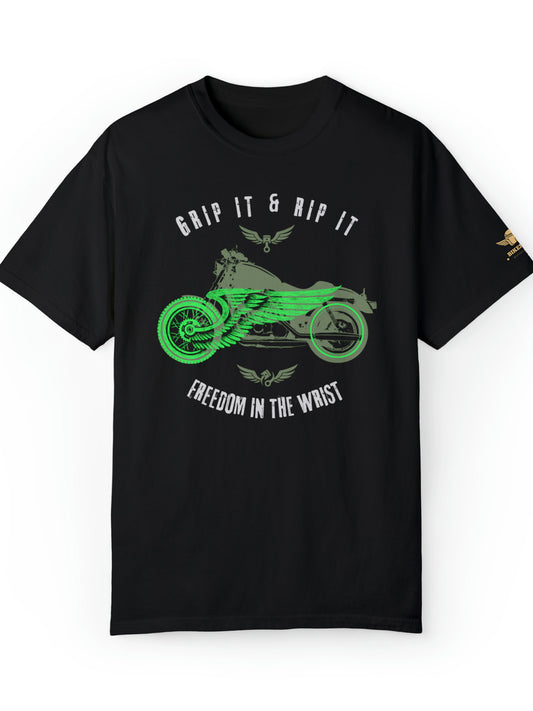 T-shirt motocyklowy z krótkim rękawem, czarny - Grip it & Rip it