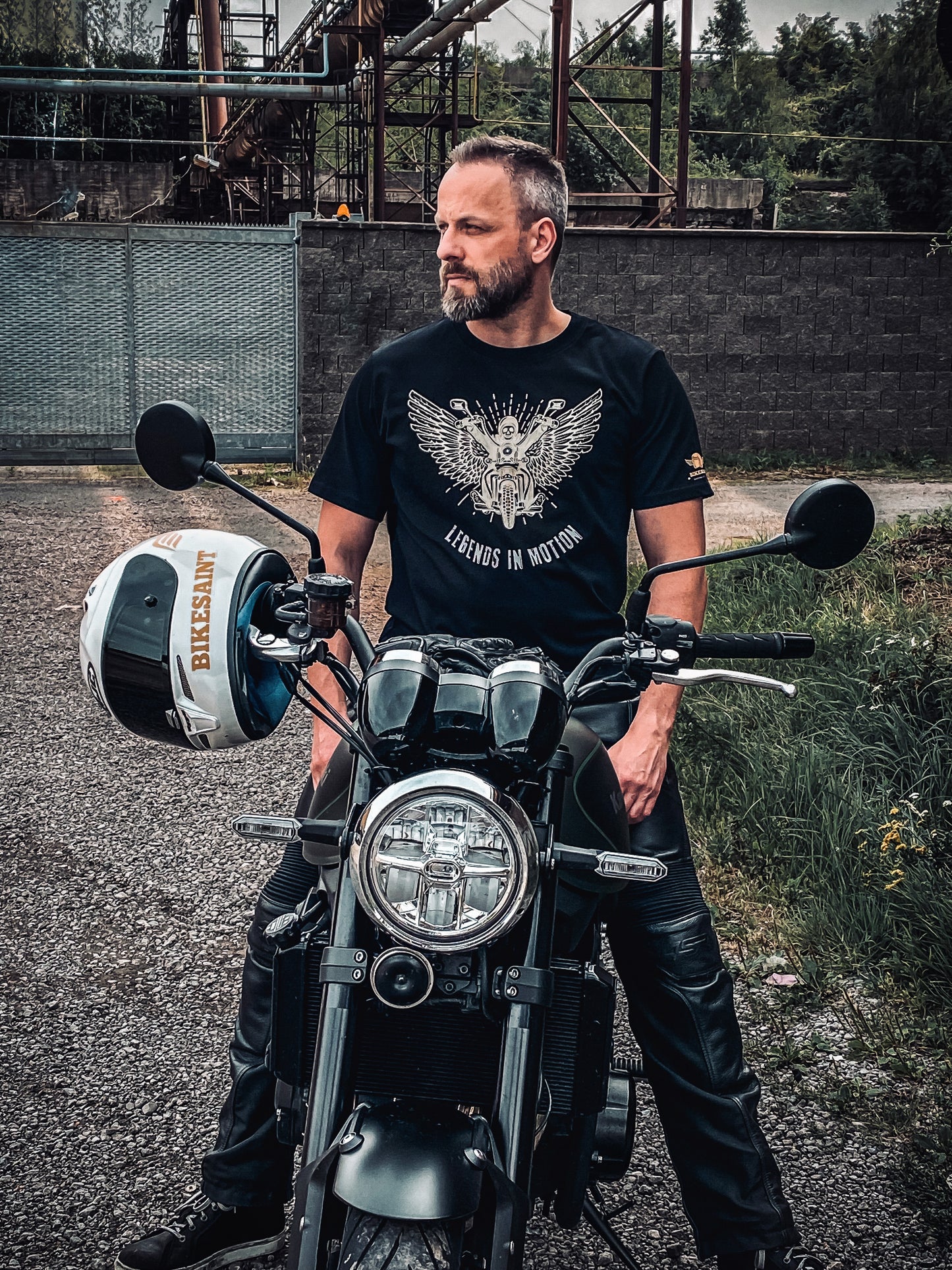 T-shirt moto manche courte noir - Legends in Motion