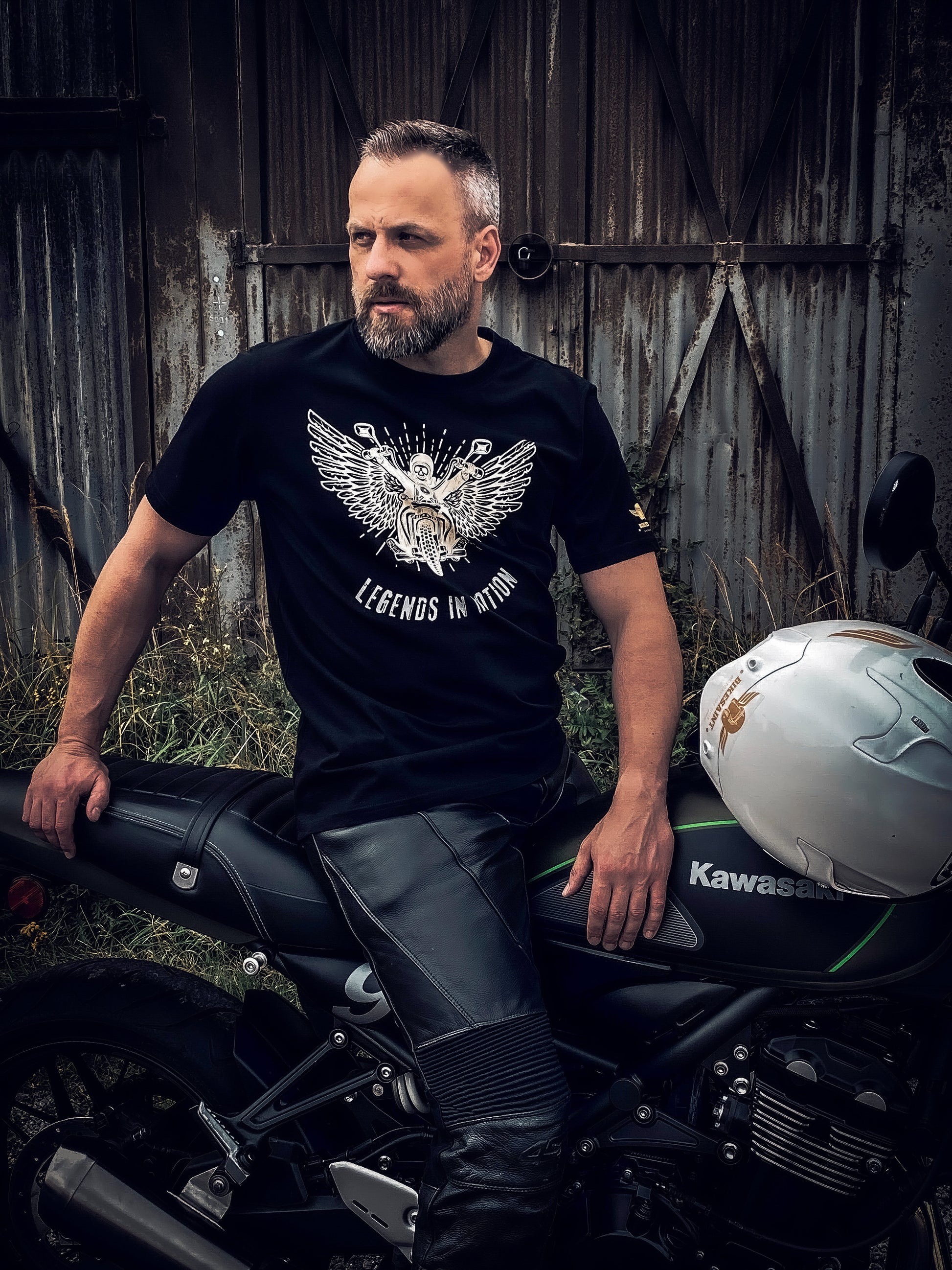 T-shirt motorcycle short sleeve black - Legends in Motion – Bikesaint
