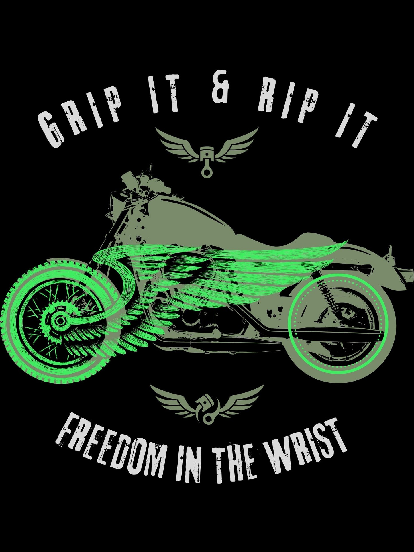 T-shirt motorcycle short sleeve black - Grip it & Rip it