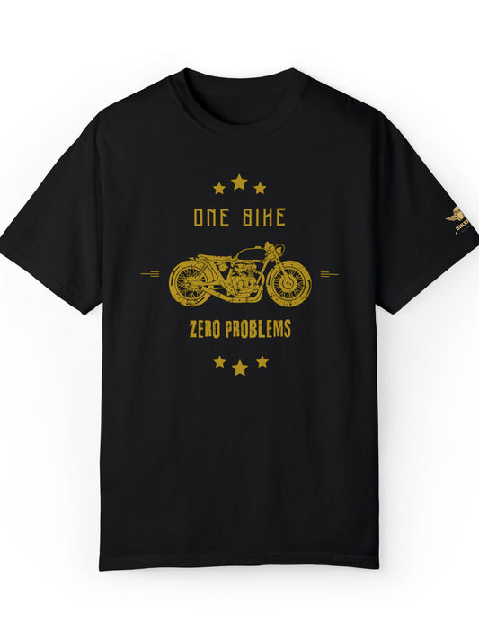 T-shirt moto à manches courtes noir - One bike Zero problems