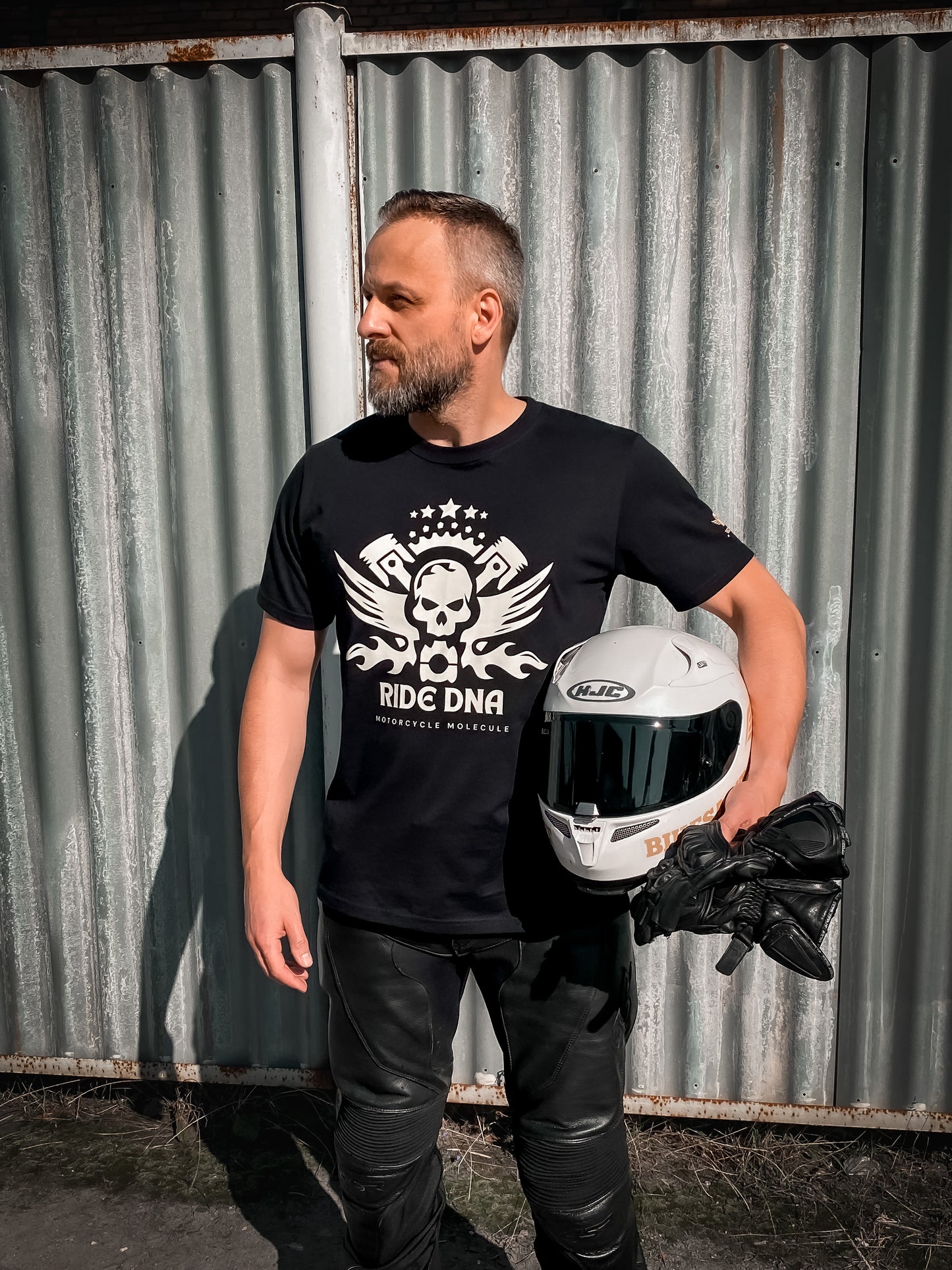 Koszulka motocyklowa krótki rękaw czarna - Ride DNA