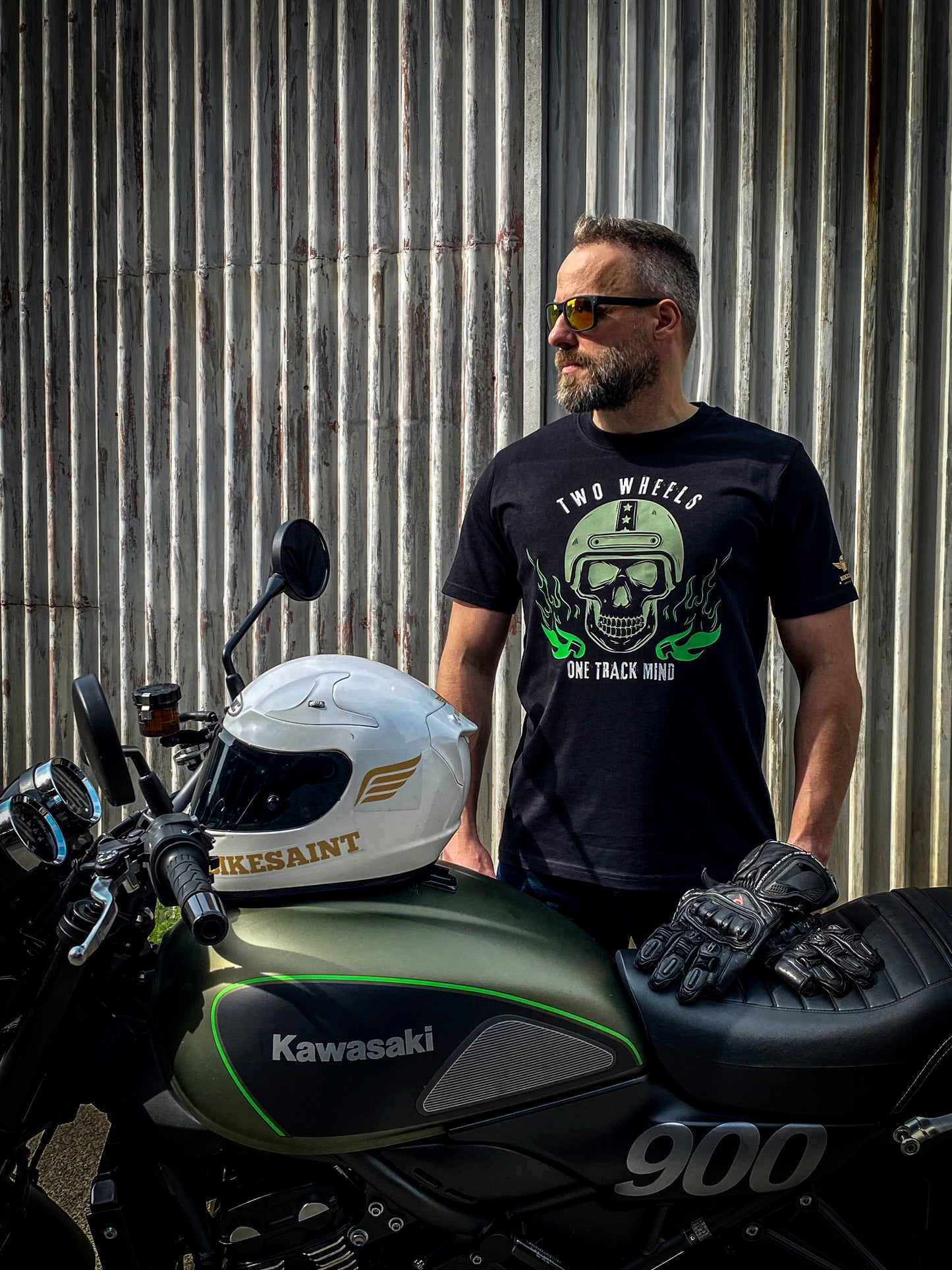 motorcycle t-shirt two wheels one track mind